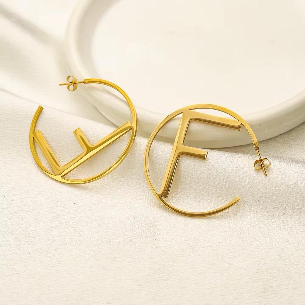 14 k Gold  plate initial  Hoop Earrings 50M